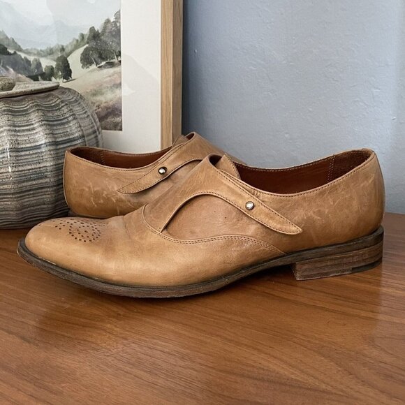Beneduci Bespoke English Tan Leather Loafers Monk Strap